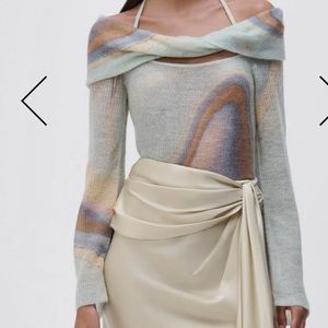 NWT Jonathan Simkhai cambria mohair digital sweater S/S 2023